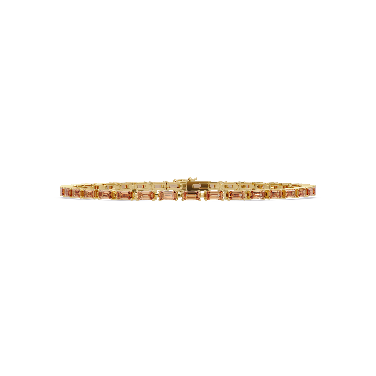 Emerald-cut champagne topaz colorstone tennis bracelet in yellow gold