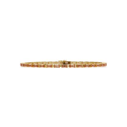 Emerald-cut champagne topaz colorstone tennis bracelet in yellow gold