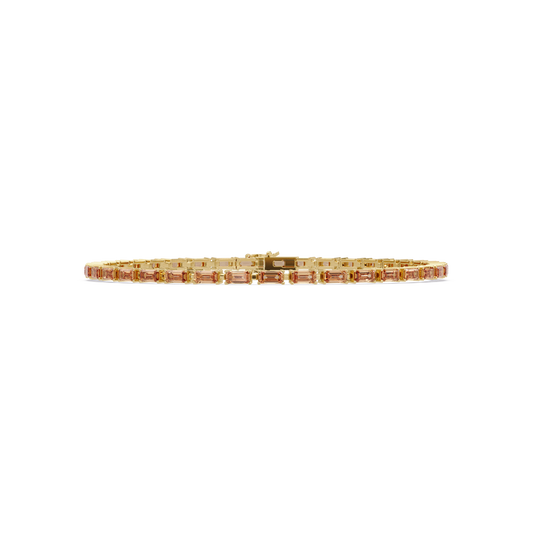 Emerald-cut champagne topaz colorstone tennis bracelet in yellow gold