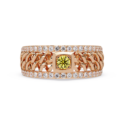 0.5 CTW Woven Men’s Colorstone Ring with Citrine Yellow in Rose Gold – Lunéa Paris