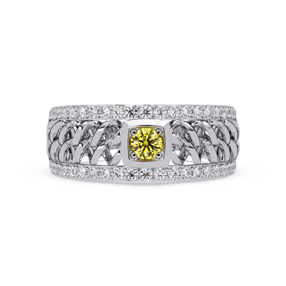 0.5 CTW Woven Men’s Colorstone Ring with Citrine Yellow in White Gold – Lunéa Paris