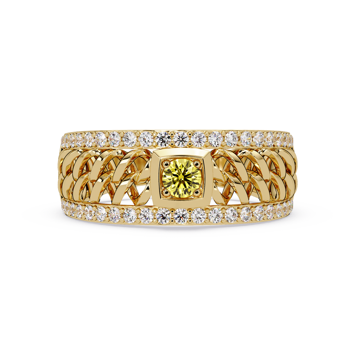 0.5 CTW Woven Men’s Colorstone Ring with Citrine Yellow in Yellow Gold – Lunéa Paris
