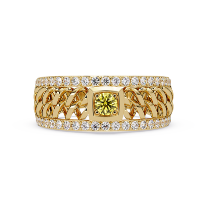 0.5 CTW Woven Men’s Colorstone Ring with Citrine Yellow in Yellow Gold – Lunéa Paris