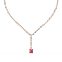 Emerald-cut onyx colorstone tennis necklace in rose gold