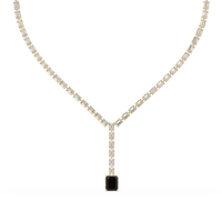 Emerald-cut tourmaline pink colorstone tennis necklace in rose gold