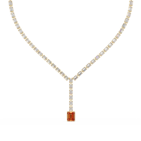 Emerald-cut champagne topaz colorstone tennis necklace in rose gold