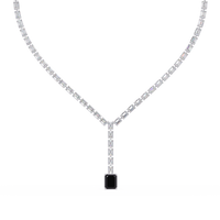 Emerald-cut onyx colorstone tennis necklace in white gold