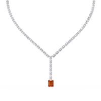 Emerald-cut champagne topaz colorstone tennis necklace in white gold