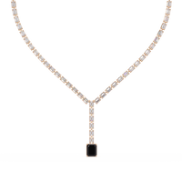 Emerald-cut onyx colorstone tennis necklace in yellow gold