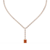 Emerald-cut champagne topaz colorstone tennis necklace in yellow gold