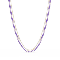 19.4 CTW Pear & Round Colorstone Tennis Necklace – Amethyst Purple – Rose Gold