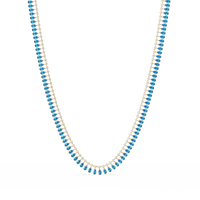19.4 CTW Pear & Round Colorstone Tennis Necklace – Aquamarine Blue – Rose Gold
