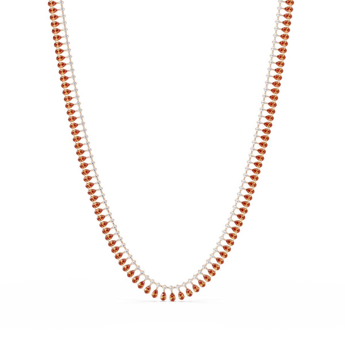 19.4 CTW Pear & Round Colorstone Tennis Necklace – Champagne Topaz – Rose Gold