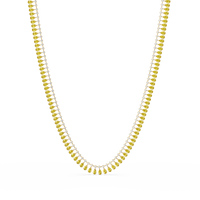 19.4 CTW Pear & Round Colorstone Tennis Necklace – Citrine Yellow – Rose Gold