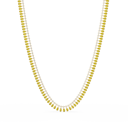 19.4 CTW Pear & Round Colorstone Tennis Necklace – Citrine Yellow – Rose Gold