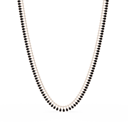 19.4 CTW Pear & Round Colorstone Tennis Necklace – Onyx – Rose Gold