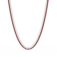 19.4 CTW Pear & Round Colorstone Tennis Necklace – Ruby Red – Rose Gold