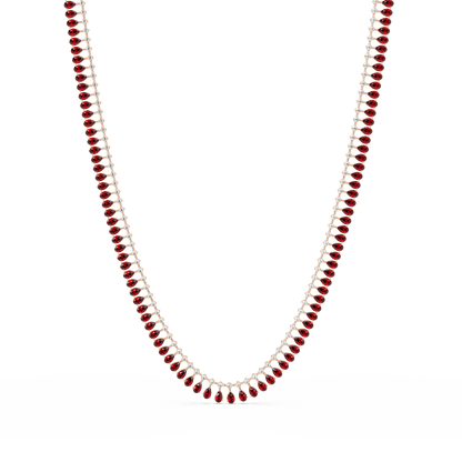 19.4 CTW Pear & Round Colorstone Tennis Necklace – Ruby Red – Rose Gold