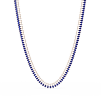 19.4 CTW Pear & Round Colorstone Tennis Necklace – Sapphire Blue – Rose Gold