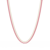 19.4 CTW Pear & Round Colorstone Tennis Necklace – Tourmaline Pink – Rose Gold