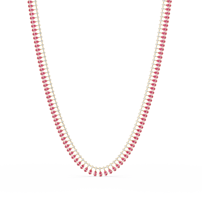19.4 CTW Pear & Round Colorstone Tennis Necklace – Tourmaline Pink – Rose Gold