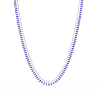 19.4 CTW Pear & Round Colorstone Tennis Necklace – Amethyst Purple – White Gold