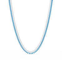 19.4 CTW Pear & Round Colorstone Tennis Necklace – Aquamarine Blue – White Gold