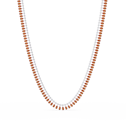 19.4 CTW Pear & Round Colorstone Tennis Necklace – Champagne Topaz – White Gold