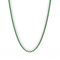 19.4 CTW Pear & Round Colorstone Tennis Necklace – Emerald Green – White Gold