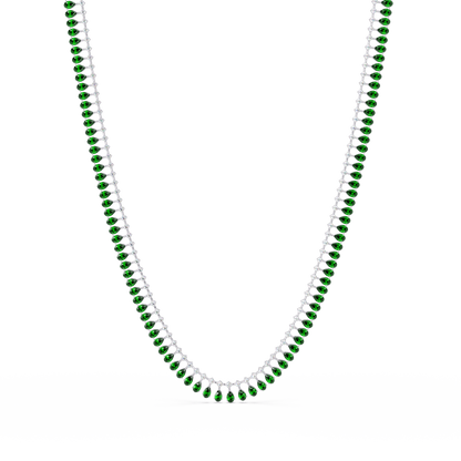 19.4 CTW Pear & Round Colorstone Tennis Necklace – Emerald Green – White Gold
