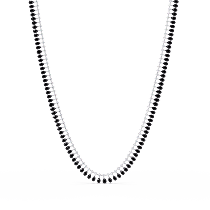 19.4 CTW Pear & Round Colorstone Tennis Necklace – Onyx – White Gold