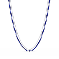 19.4 CTW Pear & Round Colorstone Tennis Necklace – Sapphire Blue – White Gold