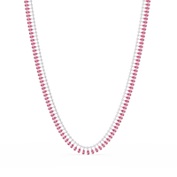 19.4 CTW Pear & Round Colorstone Tennis Necklace – Tourmaline Pink – White Gold