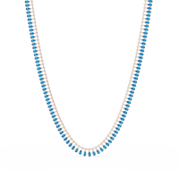 19.4 CTW Pear & Round Colorstone Tennis Necklace – Aquamarine Blue – Yellow Gold