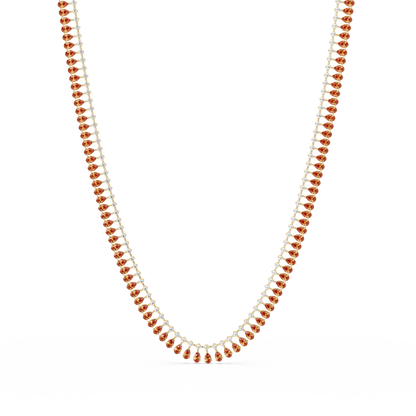 19.4 CTW Pear & Round Colorstone Tennis Necklace – Champagne Topaz – Yellow Gold
