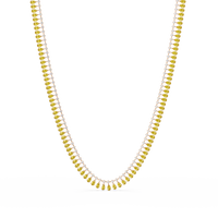 19.4 CTW Pear & Round Colorstone Tennis Necklace – Citrine Yellow – Yellow Gold