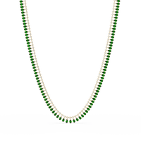 19.4 CTW Pear & Round Colorstone Tennis Necklace – Emerald Green – Yellow Gold
