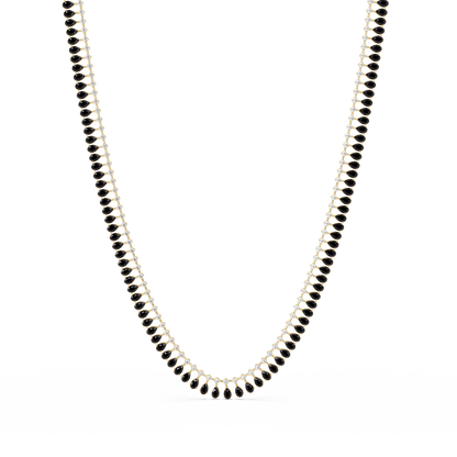 19.4 CTW Pear & Round Colorstone Tennis Necklace – Onyx – Yellow Gold