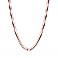 19.4 CTW Pear & Round Colorstone Tennis Necklace – Ruby Red – Yellow Gold