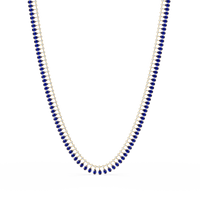 19.4 CTW Pear & Round Colorstone Tennis Necklace – Sapphire Blue – Yellow Gold
