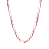 19.4 CTW Pear & Round Colorstone Tennis Necklace – Tourmaline Pink – Yellow Gold