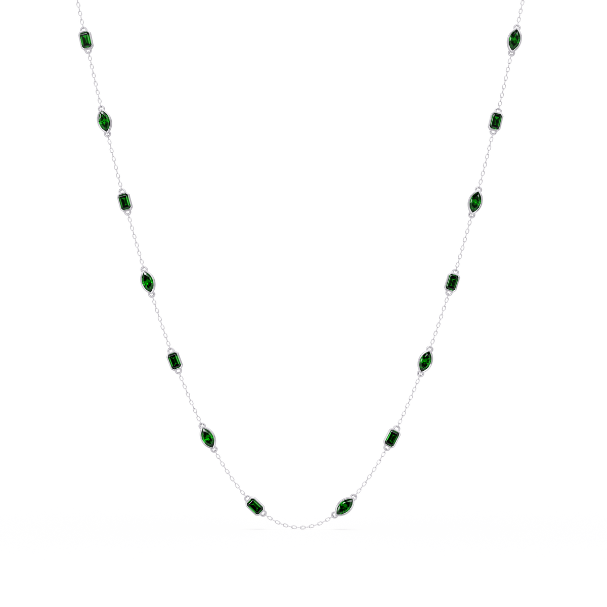 2.8 CTW Marquise & Emerald Colorstone Necklace – CAD image 8