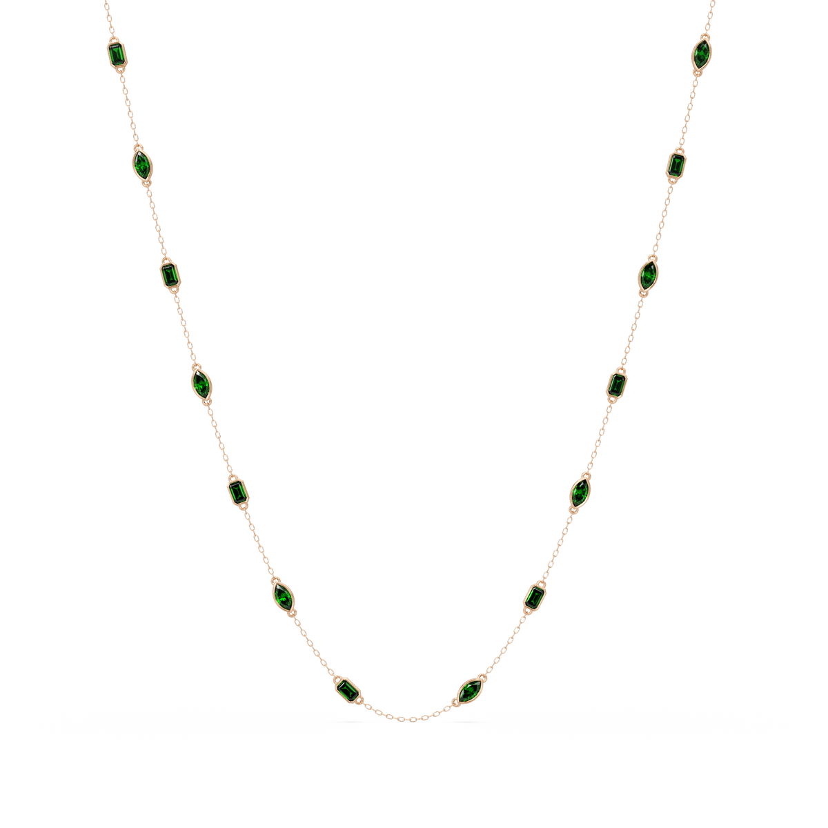 2.8 CTW Marquise & Emerald Colorstone Necklace – CAD image 9