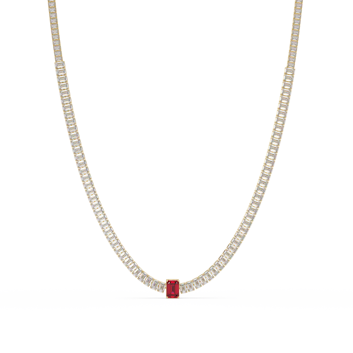 24.0 CTW Emerald-Cut Colorstone Necklace – CAD image 1