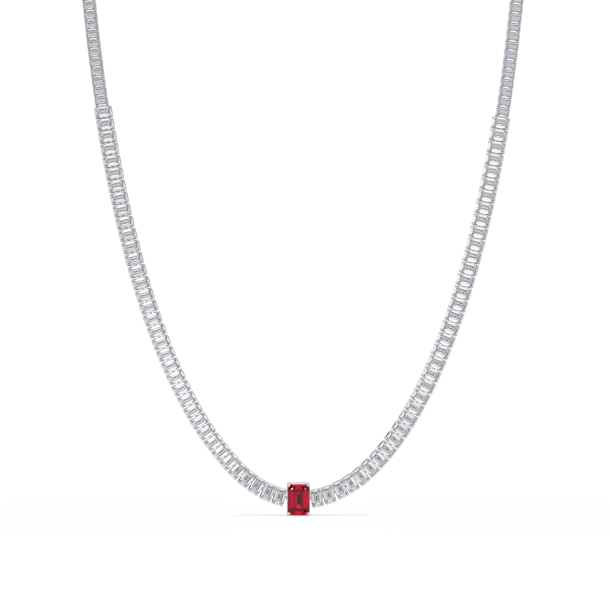 24.0 CTW Emerald-Cut Colorstone Necklace – CAD image 2
