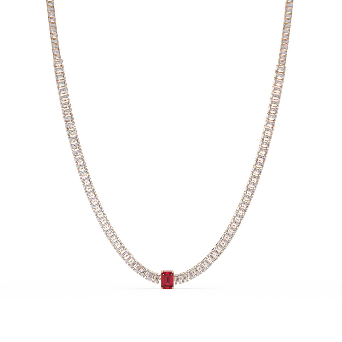 24.0 CTW Emerald-Cut Colorstone Necklace – CAD image 3