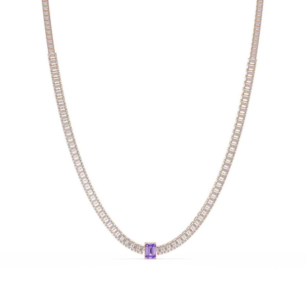 24.0 CTW Emerald-Cut Colorstone Necklace – CAD image 4