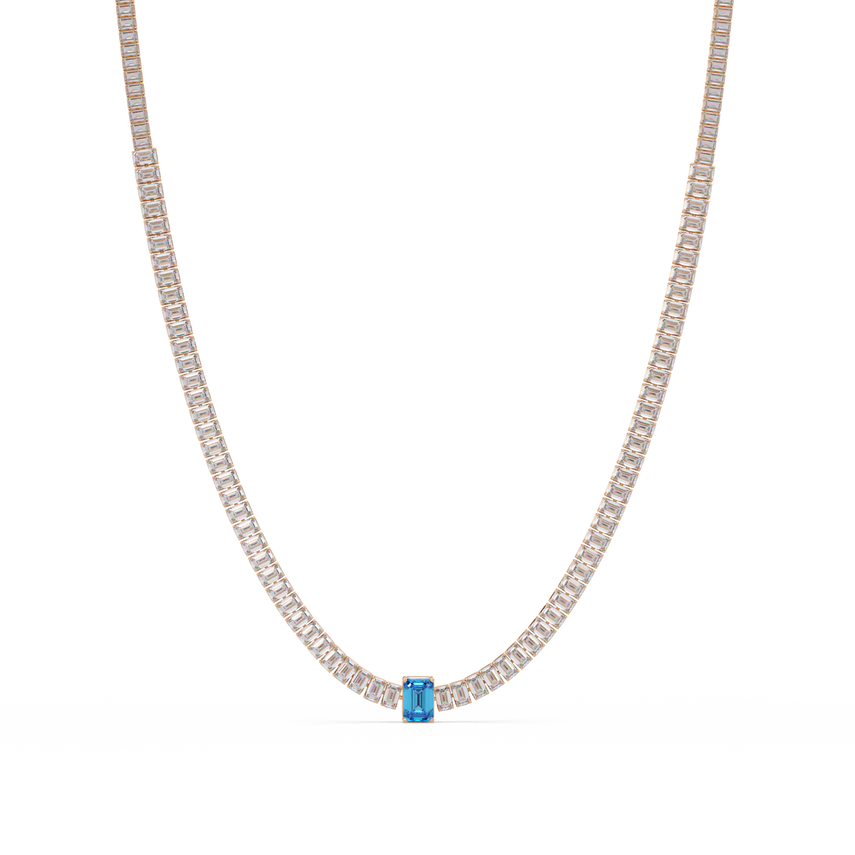 24.0 CTW Emerald-Cut Colorstone Necklace – CAD image 15