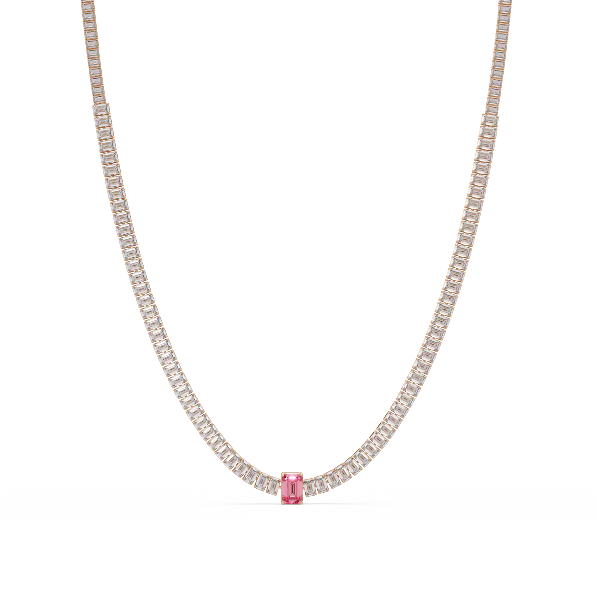 24.0 CTW Emerald-Cut Colorstone Necklace – CAD image 21