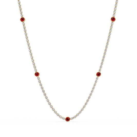 12.3 CTW Oval & Round Colorstone Necklace